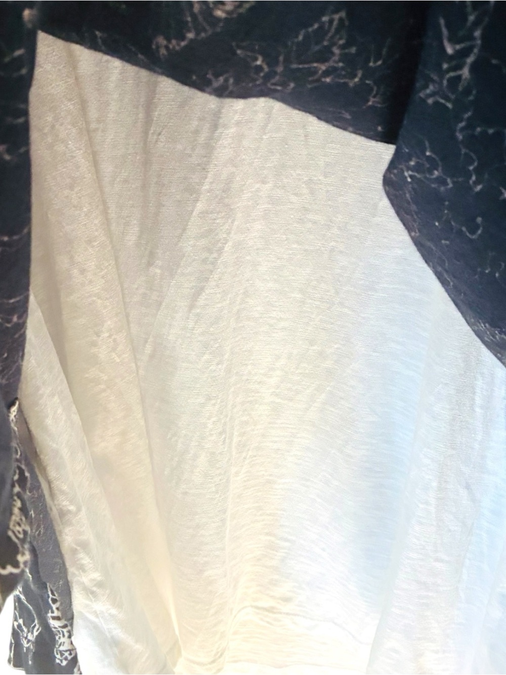 J. Jill Sz LARGE Navy Blue Floral Butterfly Print Layered Cotton Long-Sleeve Top - Picture 6 of 7